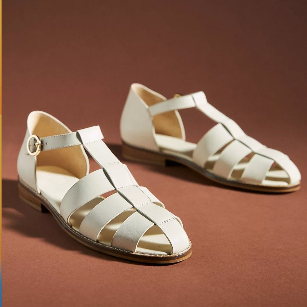 Anthropologie by Pilcro The Maris Fisherman Sandals in Ivory Size 40 or 9/9.5